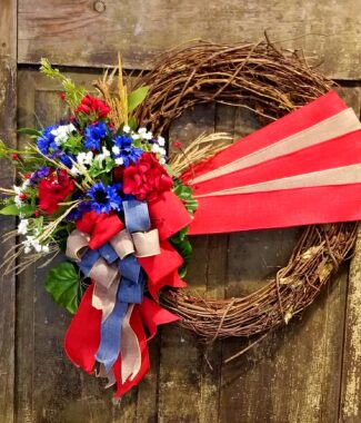 Americana Wreath on an 18" Grapevine Frame