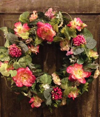 Peony and Sweet Potato Vine Wreath